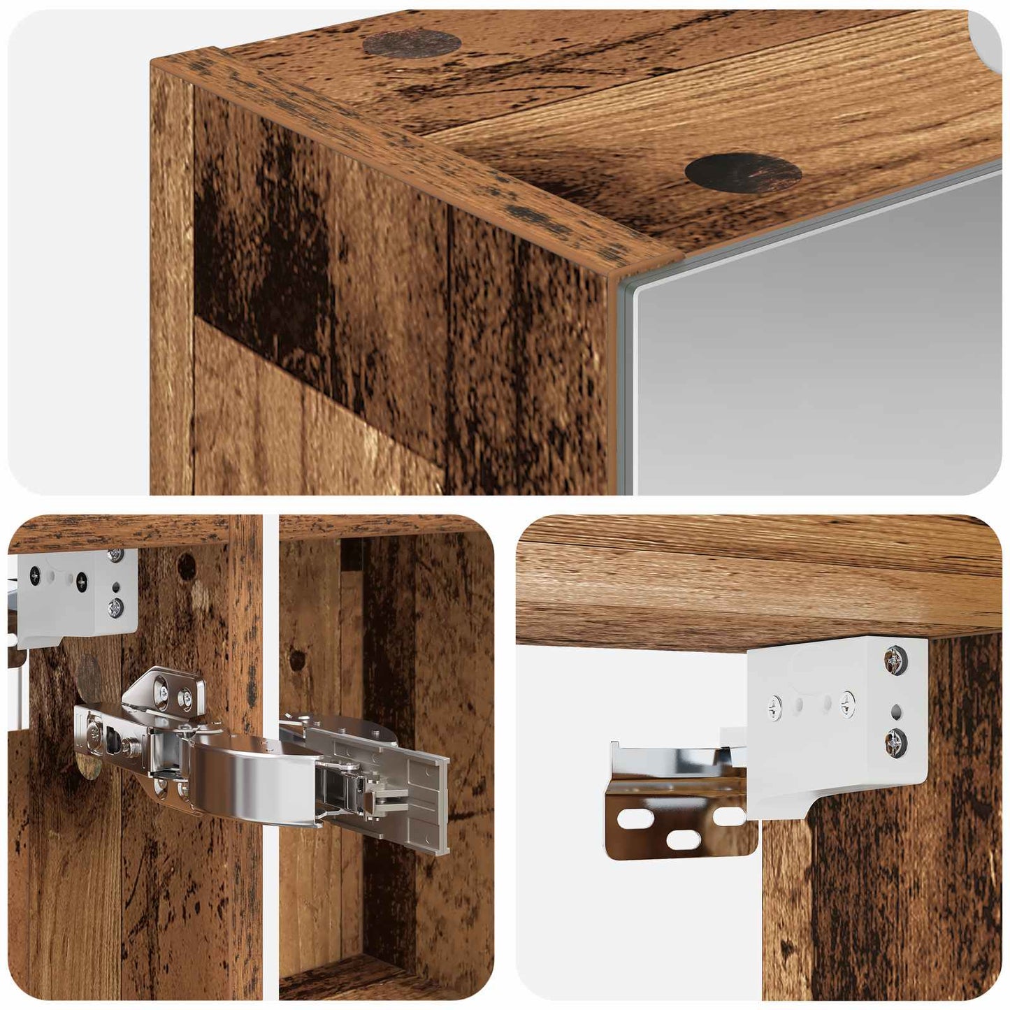 Bathroom Mirror Cabinet with Shelf Old Wood 50 x 14.5 x 70 cm