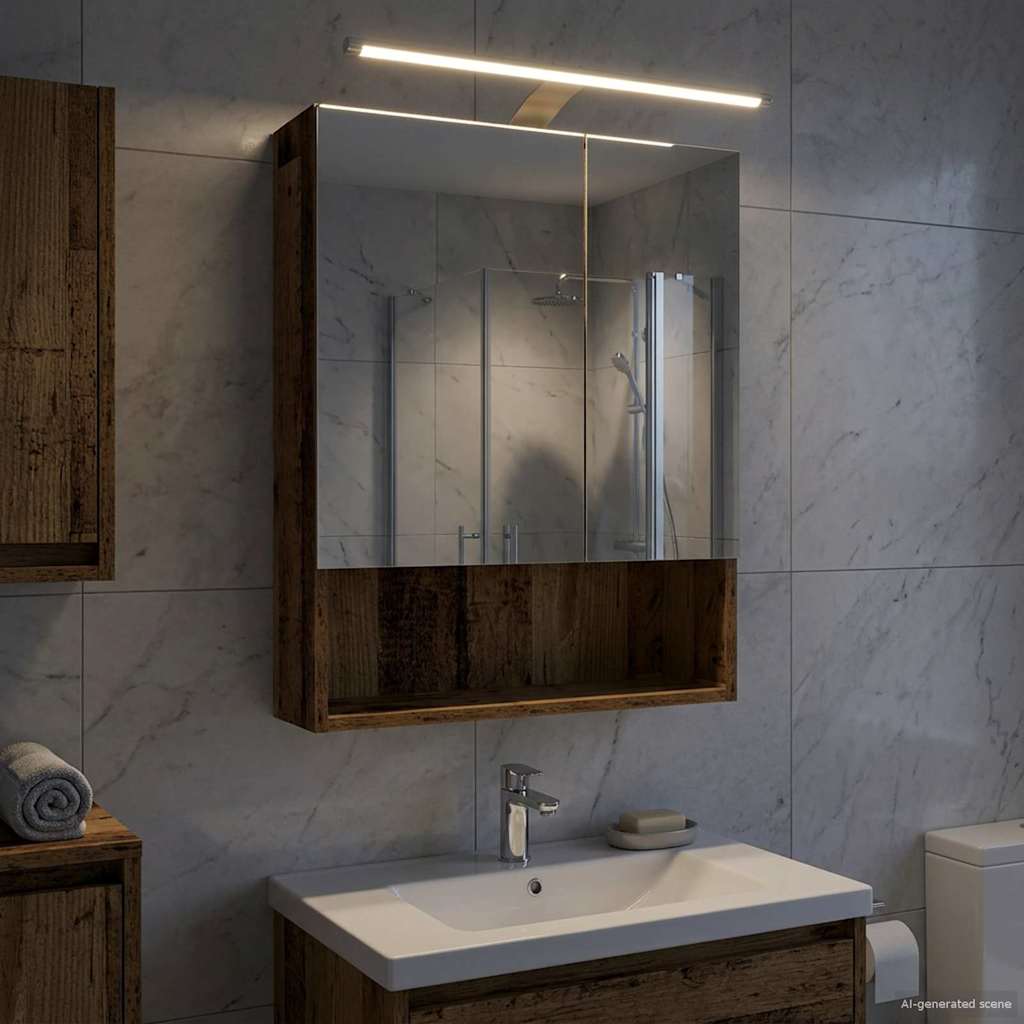 Bathroom Mirror Cabinet with Shelf Old Wood 50 x 14.5 x 70 cm