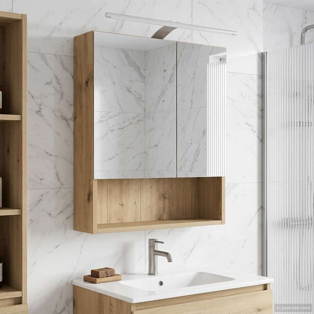 Bathroom Mirror Cabinet Artisian Oak 50 x 14.5 x 70 cm