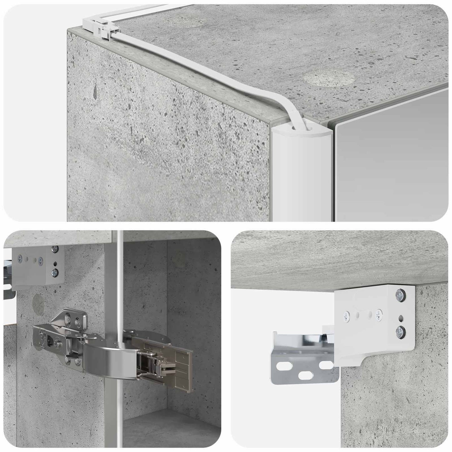 Bathroom Mirror Cabinet Concrete Grey 33 x 11.5 x 50 cm