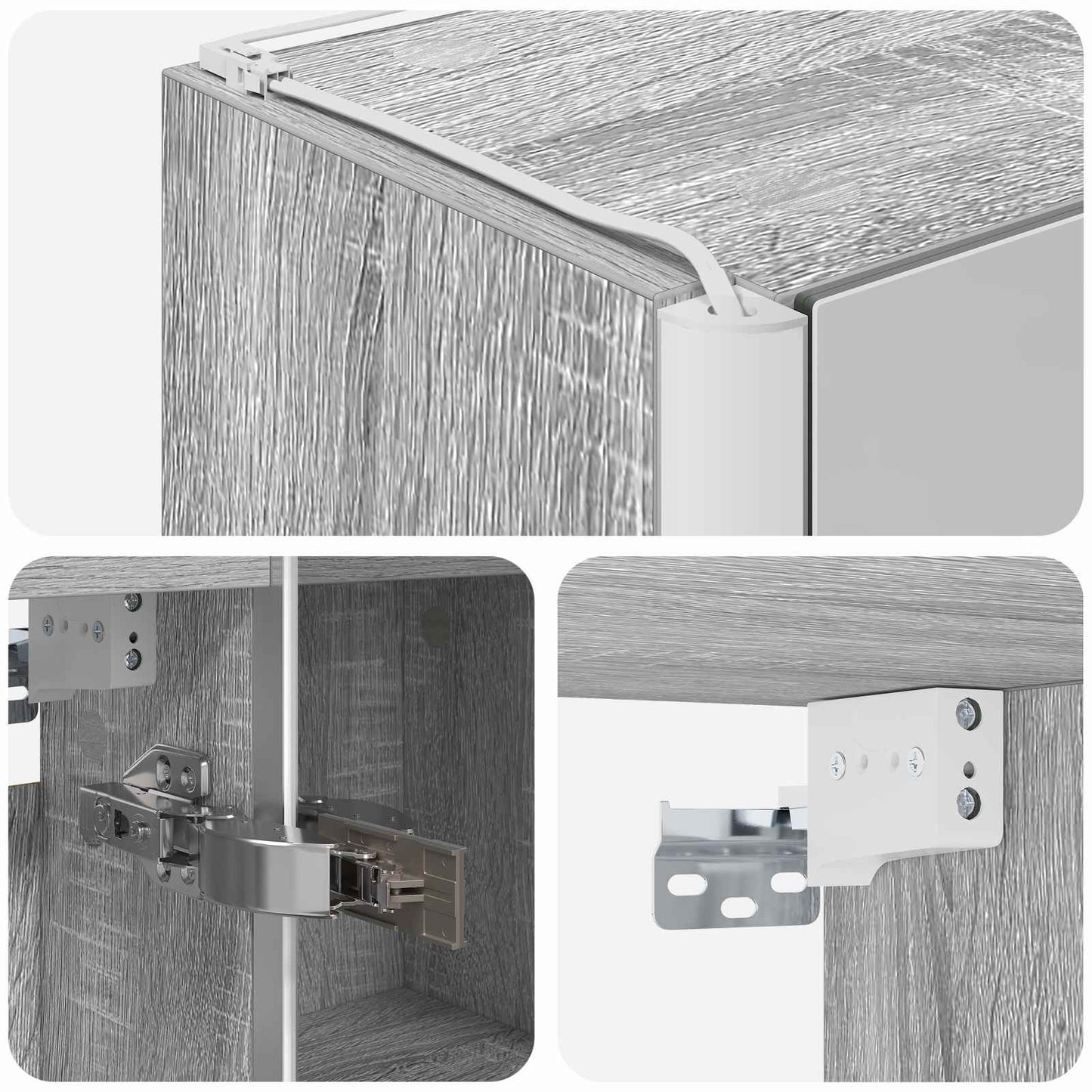 Bathroom Mirror Cabinet Grey Sonoma 43 x 11.5 x 60.5 cm
