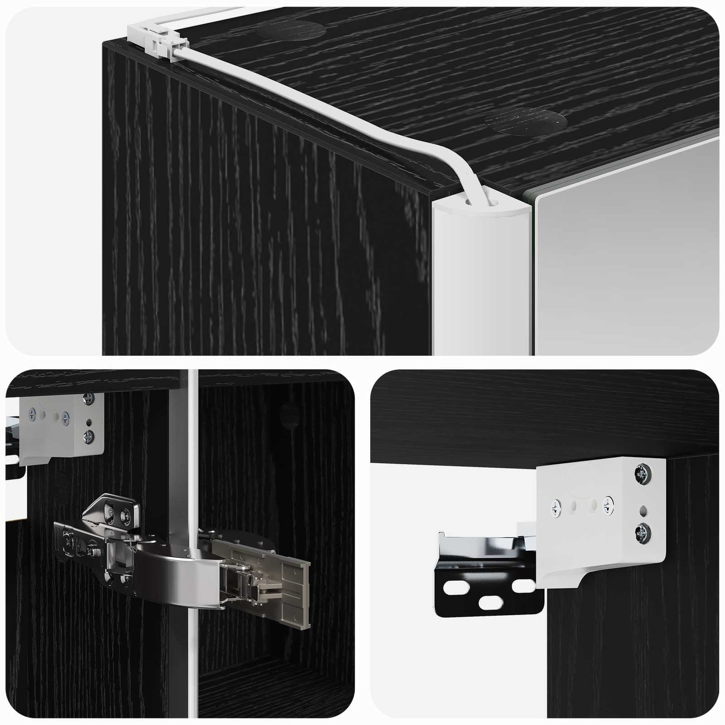 Bathroom Mirror Cabinet Black Oak 53.5 x 15.5 x 70 cm