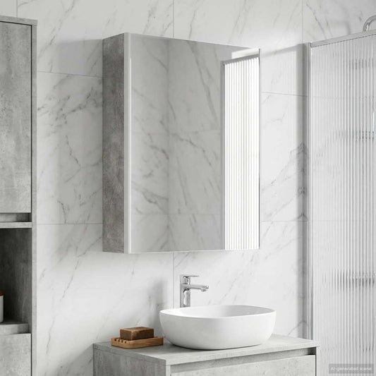 Bathroom Mirror Cabinet Concrete Grey 53 x 15.5 x 70 cm