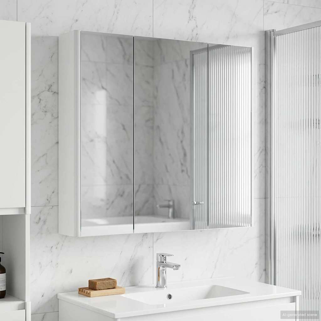 Bathroom Mirror Cabinet with Shelf White 73.5 x 15.5 x 70 cm