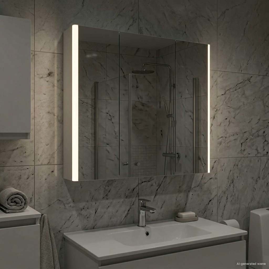 Bathroom Mirror Cabinet with Shelf White 73.5 x 15.5 x 70 cm