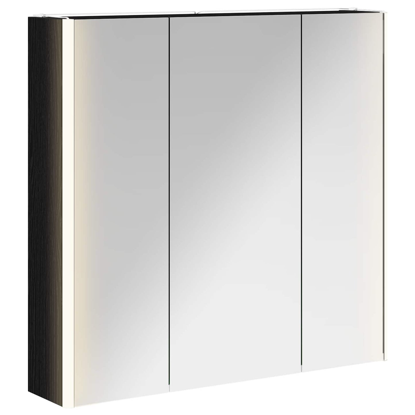 Bathroom Mirror Cabinet with Door Black Oak 73.5 x 15.5 x 70 cm