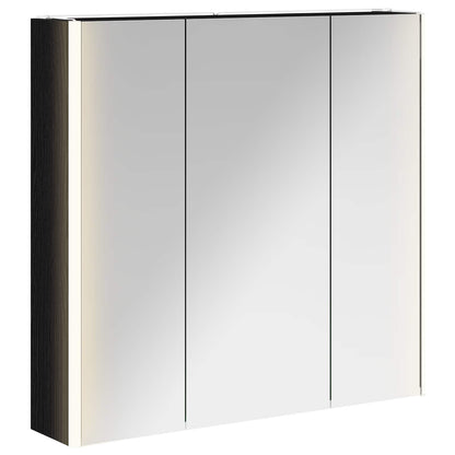 Bathroom Mirror Cabinet with Door Black Oak 73.5 x 15.5 x 70 cm