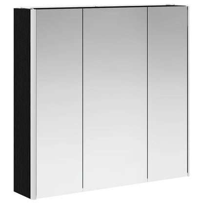 Bathroom Mirror Cabinet with Door Black Oak 73.5 x 15.5 x 70 cm