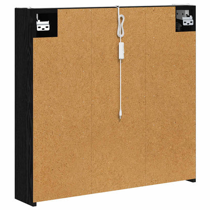 Bathroom Mirror Cabinet with Door Black Oak 73.5 x 15.5 x 70 cm