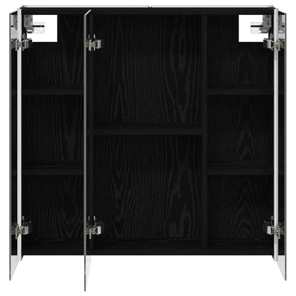 Bathroom Mirror Cabinet with Door Black Oak 73.5 x 15.5 x 70 cm