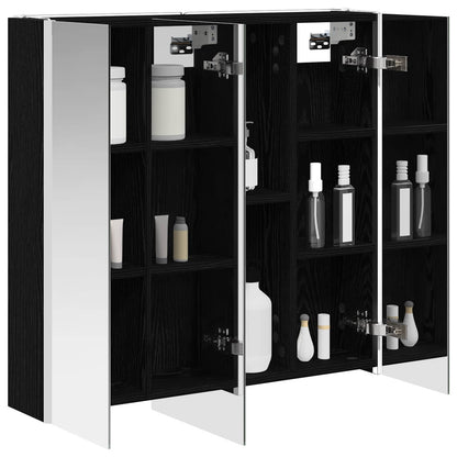 Bathroom Mirror Cabinet with Door Black Oak 73.5 x 15.5 x 70 cm