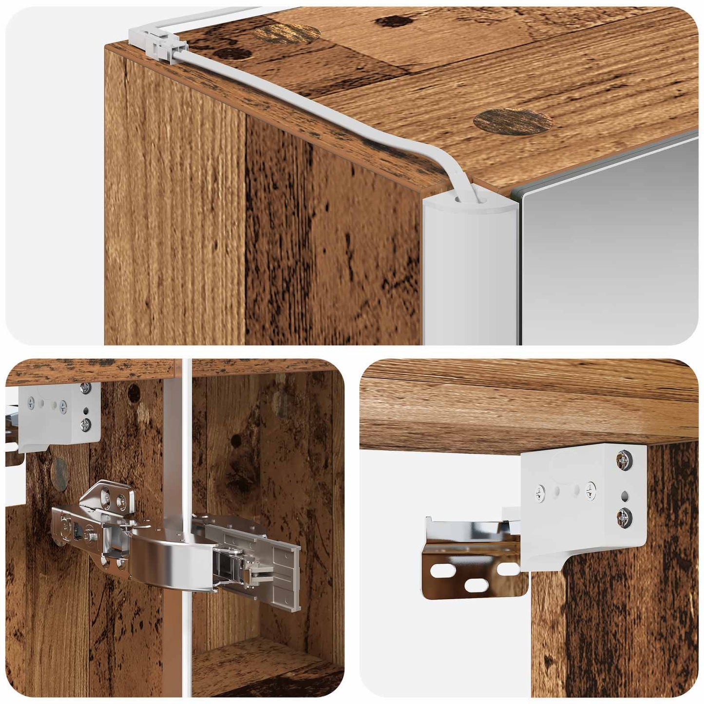 Bathroom Mirror Cabinet with Shelf Old Wood 73.5 x 15.5 x 70 cm
