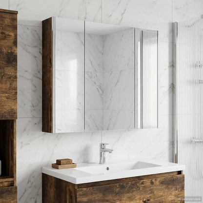 Bathroom Mirror Cabinet Smoked Oak 83.5 x 15.5 x 70 cm