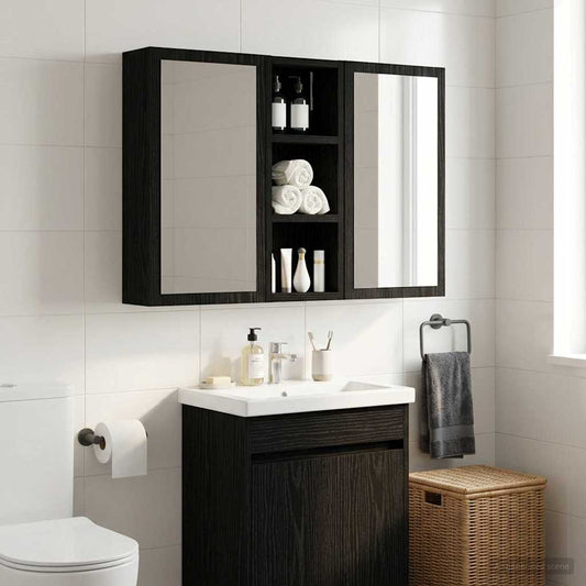 Bathroom Wall Cabinet Black Oak 20 x 10 x 50 cm Engineered wood