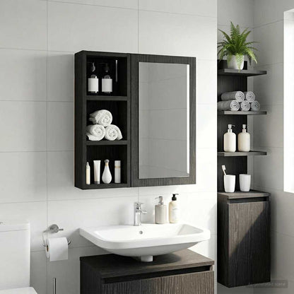 Bathroom Wall Cabinet Black Oak 20 x 10 x 50 cm Engineered wood