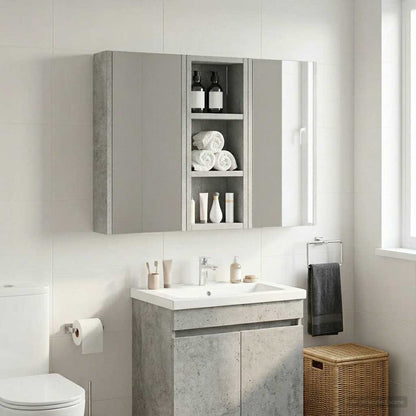 Bathroom Wall Cabinet with Shelf Concrete Grey 20 x 10 x 50 cm