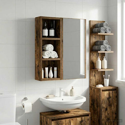 Bathroom Wall Cabinet with Shelf Smoked Oak 20 x 10 x 50 cm