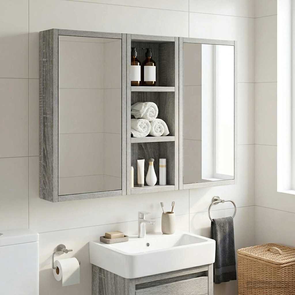 Bathroom Wall Cabinet with Shelf Grey Sonoma 20 x 10 x 50 cm