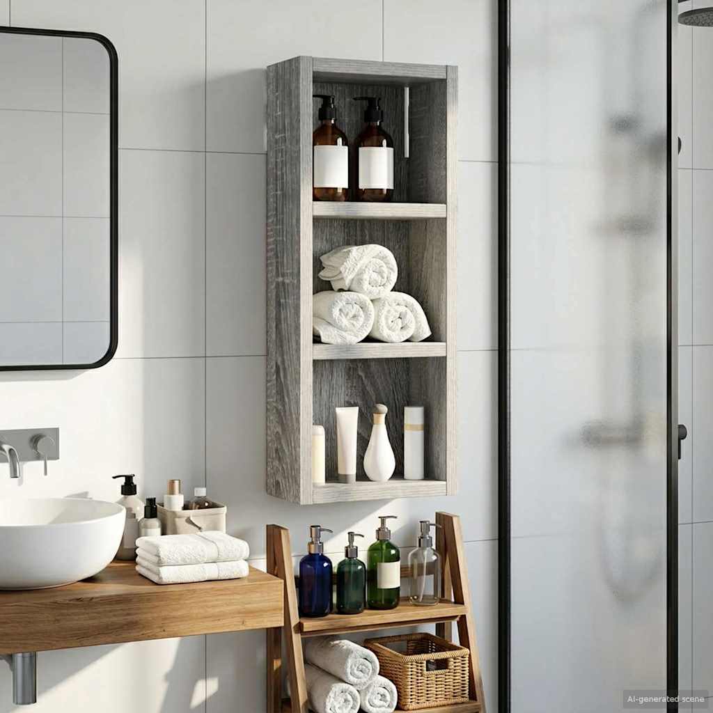 Bathroom Wall Cabinet with Shelf Grey Sonoma 20 x 10 x 50 cm