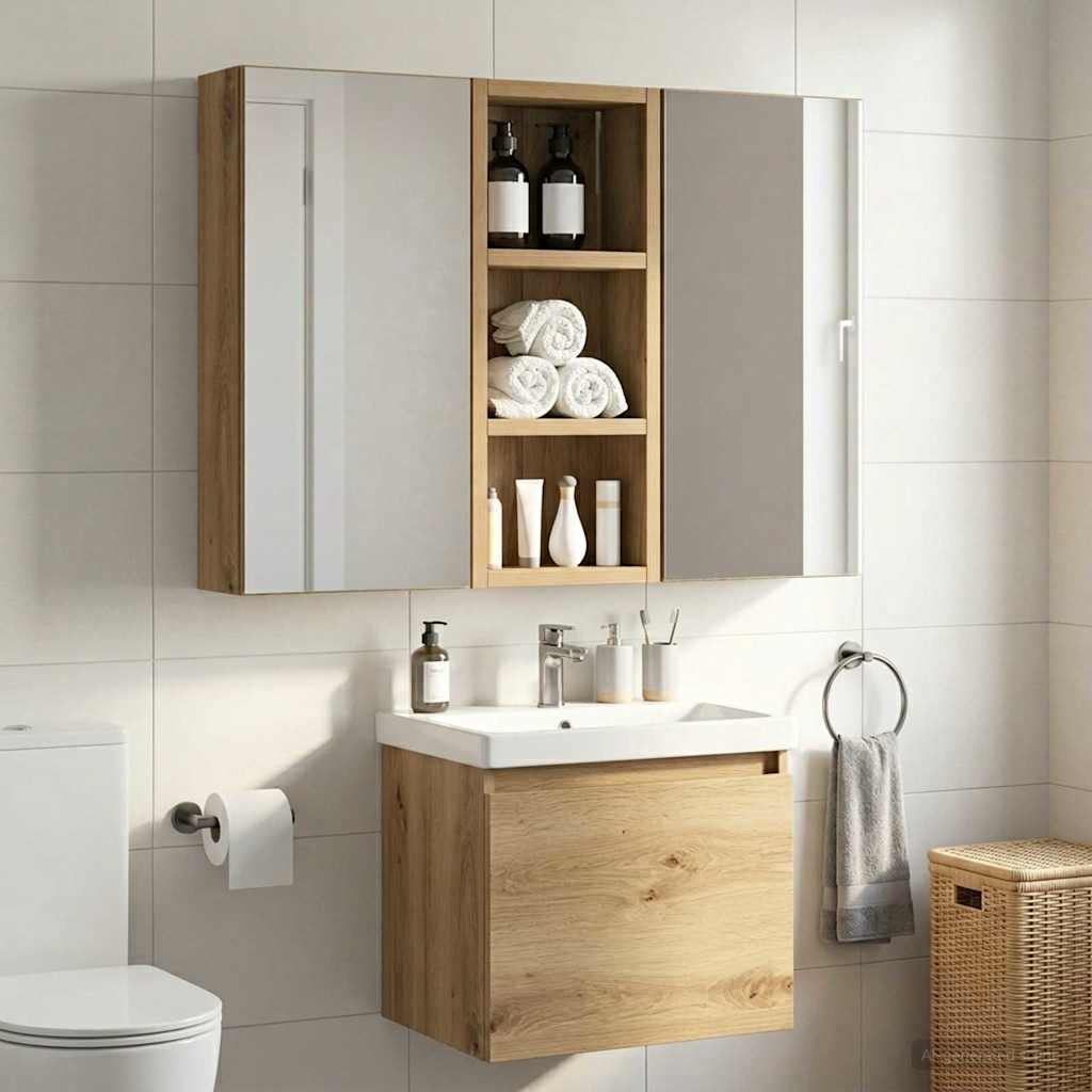Bathroom Wall Cabinet with Shelf Artisian Oak 20 x 10 x 50 cm