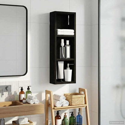 Bathroom Wall Cabinet with Shelf Black Oak 20 x 10 x 60.5 cm