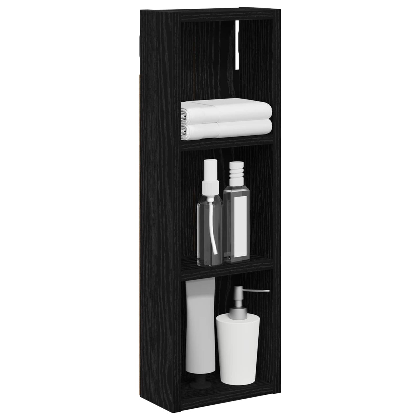 Bathroom Wall Cabinet with Shelf Black Oak 20 x 10 x 60.5 cm