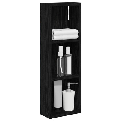 Bathroom Wall Cabinet with Shelf Black Oak 20 x 10 x 60.5 cm