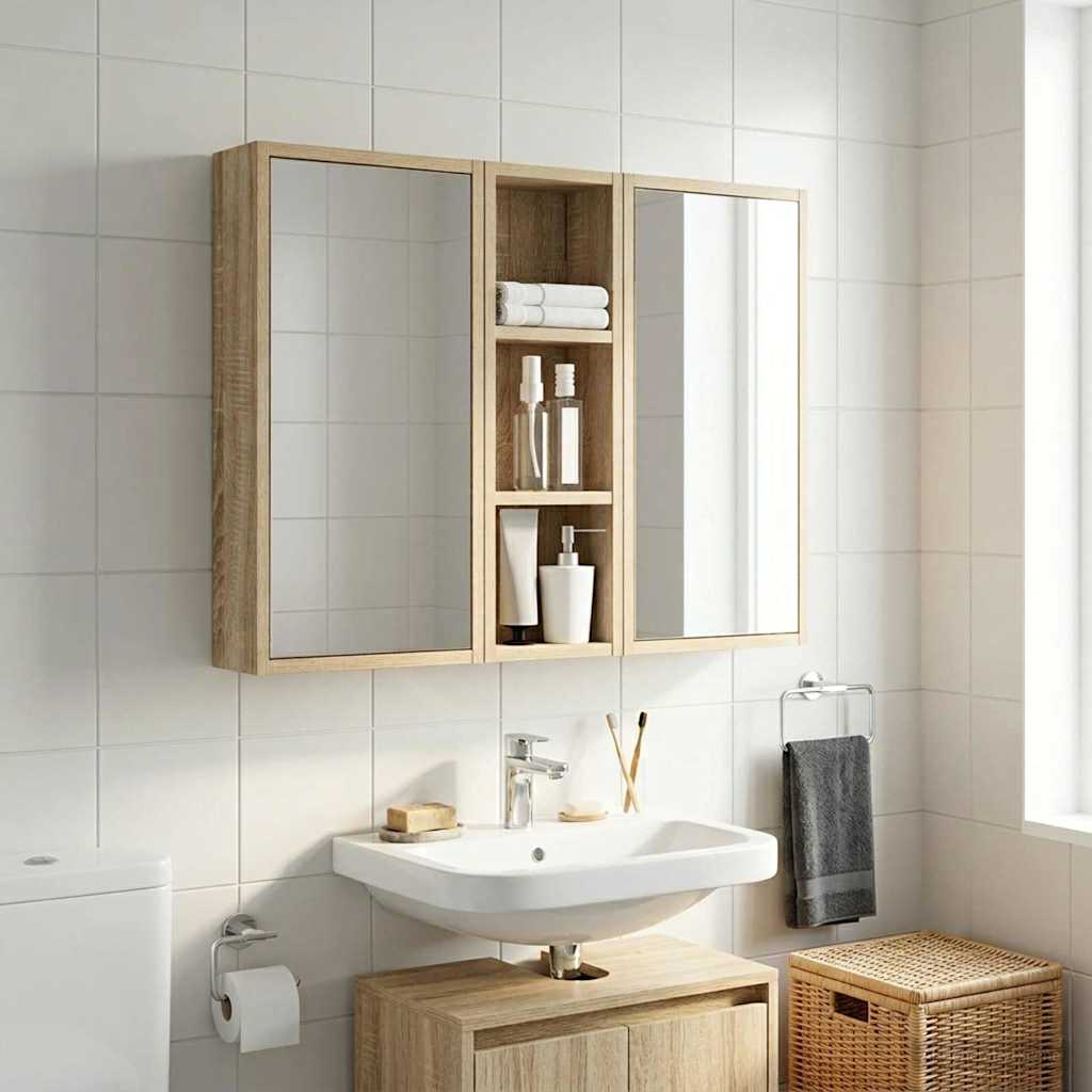 Bathroom Wall Cabinet with Shelf Sonoma Oak 20 x 10 x 60.5 cm