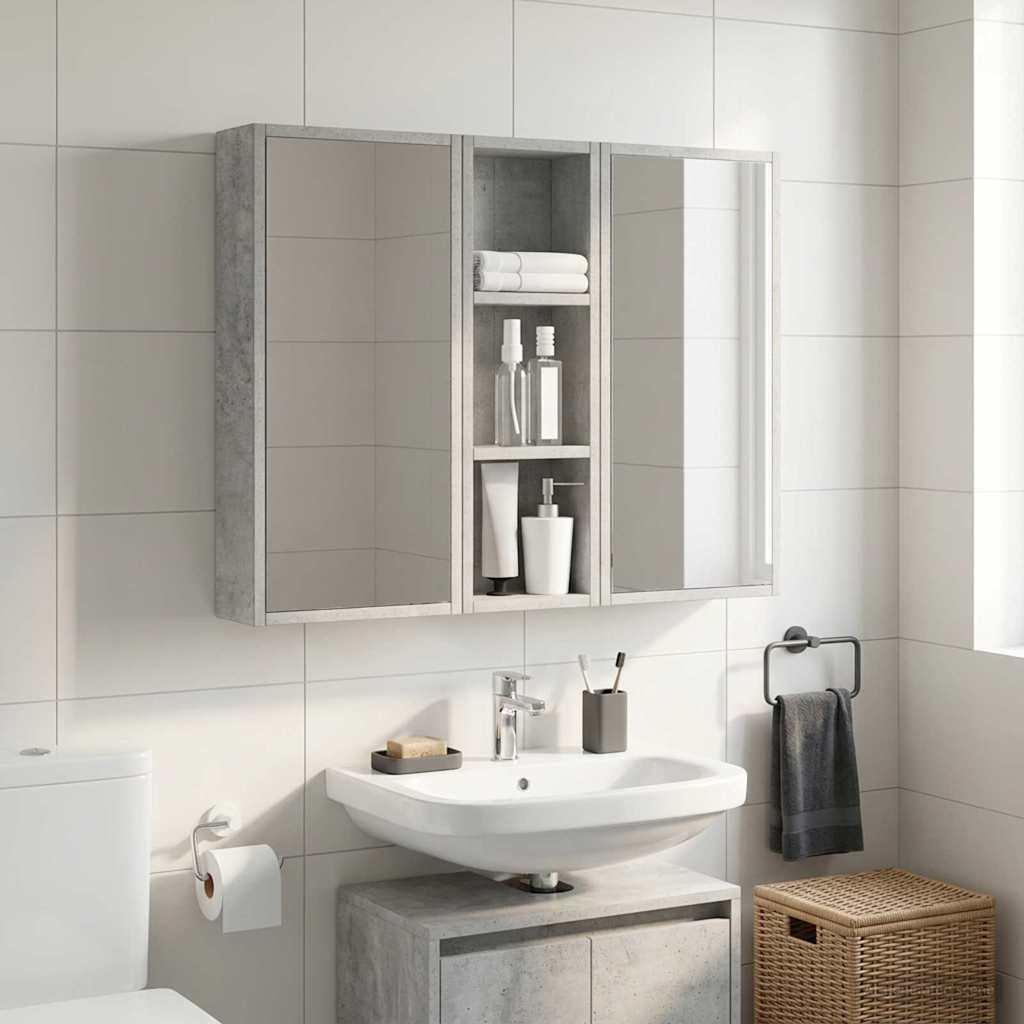 Bathroom Wall Cabinet Concrete Grey 20 x 10 x 60.5 cm