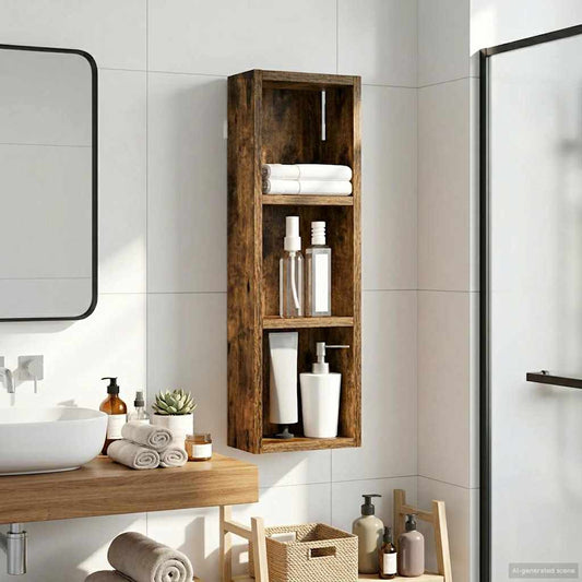 Bathroom Wall Cabinet Smoked Oak 20 x 10 x 60.5 cm
