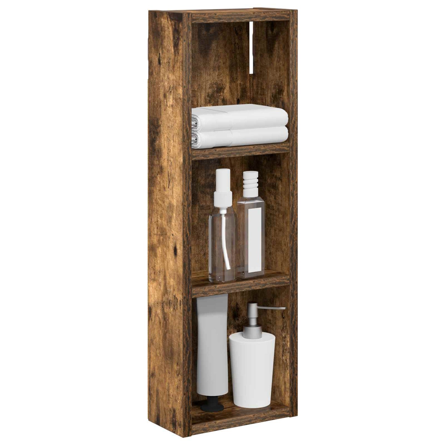 Bathroom Wall Cabinet with Shelf Smoked Oak 20 x 10 x 60.5 cm