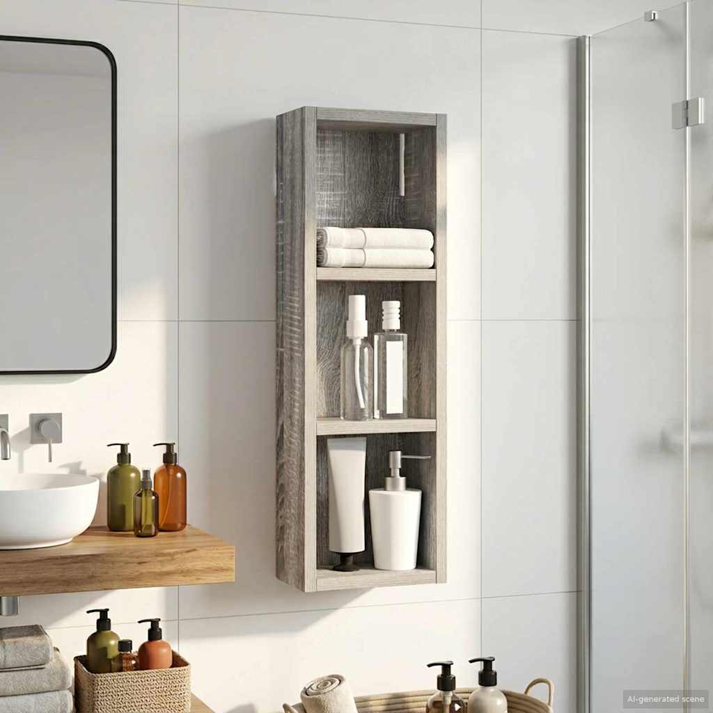 Bathroom Wall Cabinet with Shelf Grey Sonoma 20 x 10 x 60.5 cm