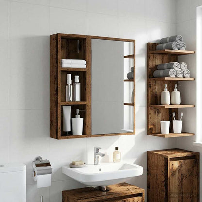 Bathroom Wall Cabinet with Shelf Old Wood 20 x 10 x 60.5 cm