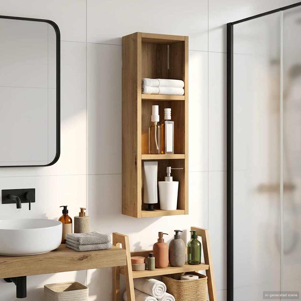 Bathroom Wall Cabinet with Shelf Artisian Oak 20 x 10 x 60.5 cm