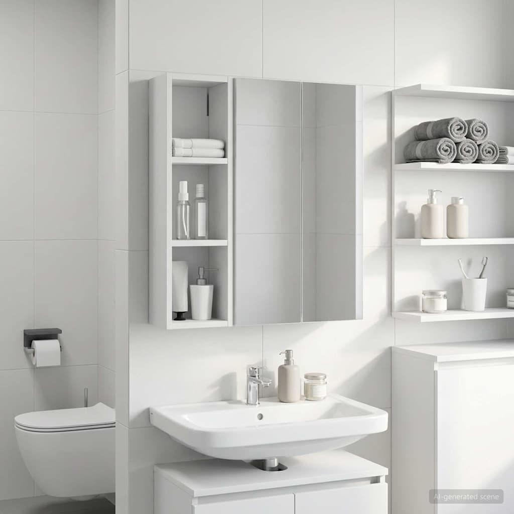 Bathroom Wall Cabinet White 20 x 14 x 70 cm Engineered wood