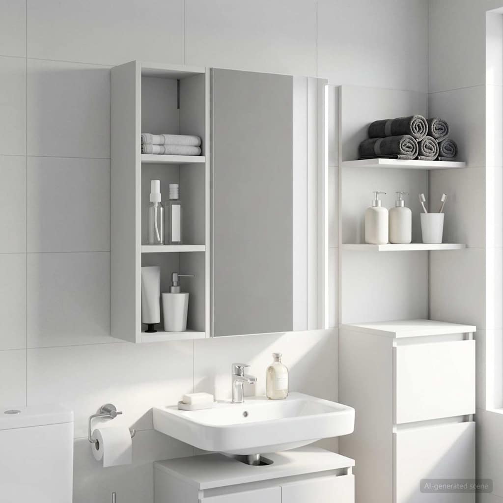 Bathroom Wall Cabinet White 20 x 14 x 70 cm Engineered wood