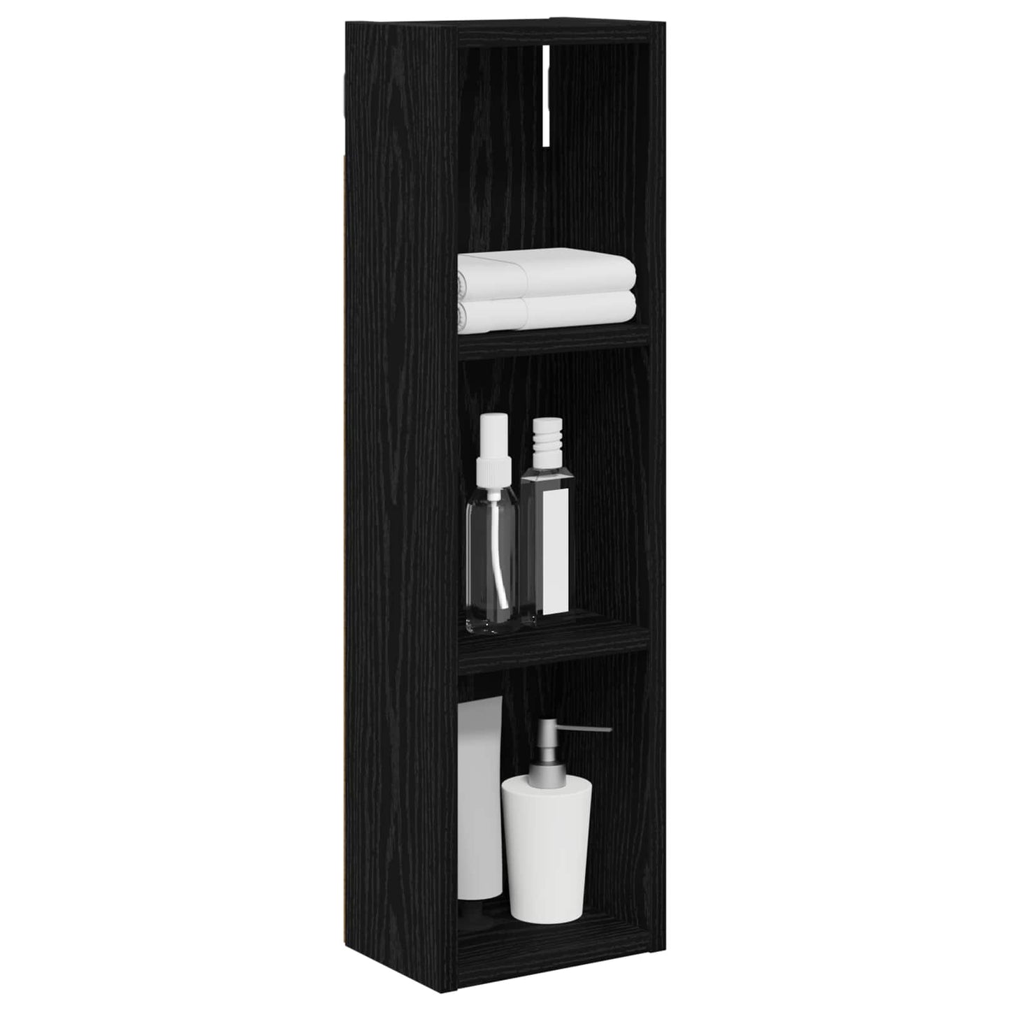 Bathroom Wall Cabinet Black Oak 20 x 14 x 70 cm Engineered wood