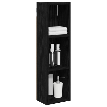 Bathroom Wall Cabinet Black Oak 20 x 14 x 70 cm Engineered wood