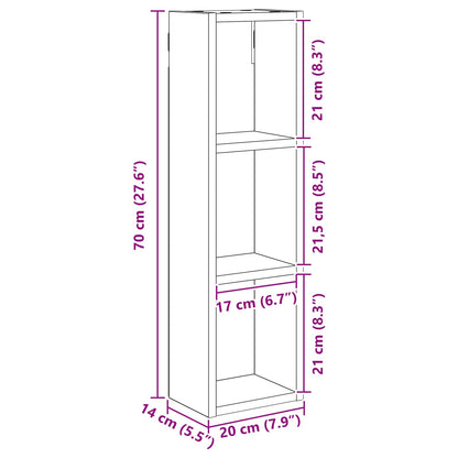 Bathroom Wall Cabinet Black Oak 20 x 14 x 70 cm Engineered wood