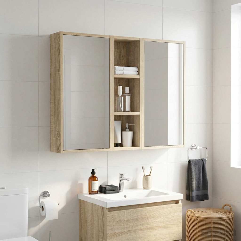 Bathroom Wall Cabinet with Shelf Sonoma Oak 20 x 14 x 70 cm