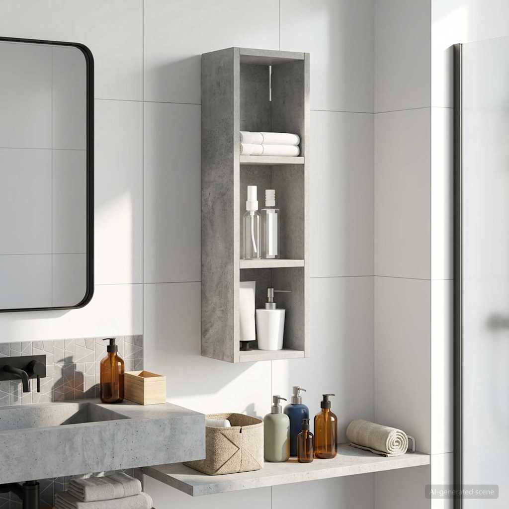 Bathroom Wall Cabinet with Shelf Concrete Grey 20 x 14 x 70 cm