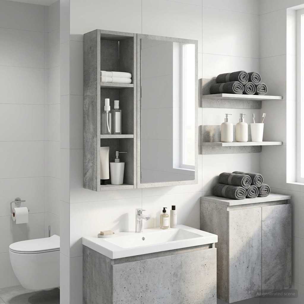 Bathroom Wall Cabinet with Shelf Concrete Grey 20 x 14 x 70 cm