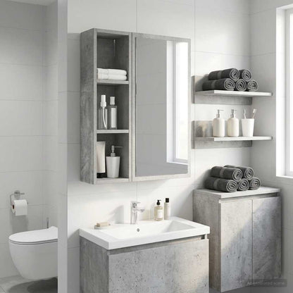 Bathroom Wall Cabinet with Shelf Concrete Grey 20 x 14 x 70 cm