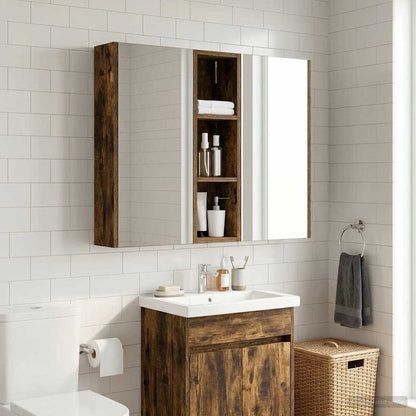 Bathroom Wall Cabinet Smoked Oak 20 x 14 x 70 cm