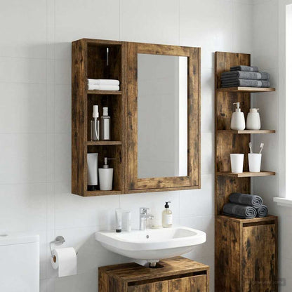 Bathroom Wall Cabinet Smoked Oak 20 x 14 x 70 cm