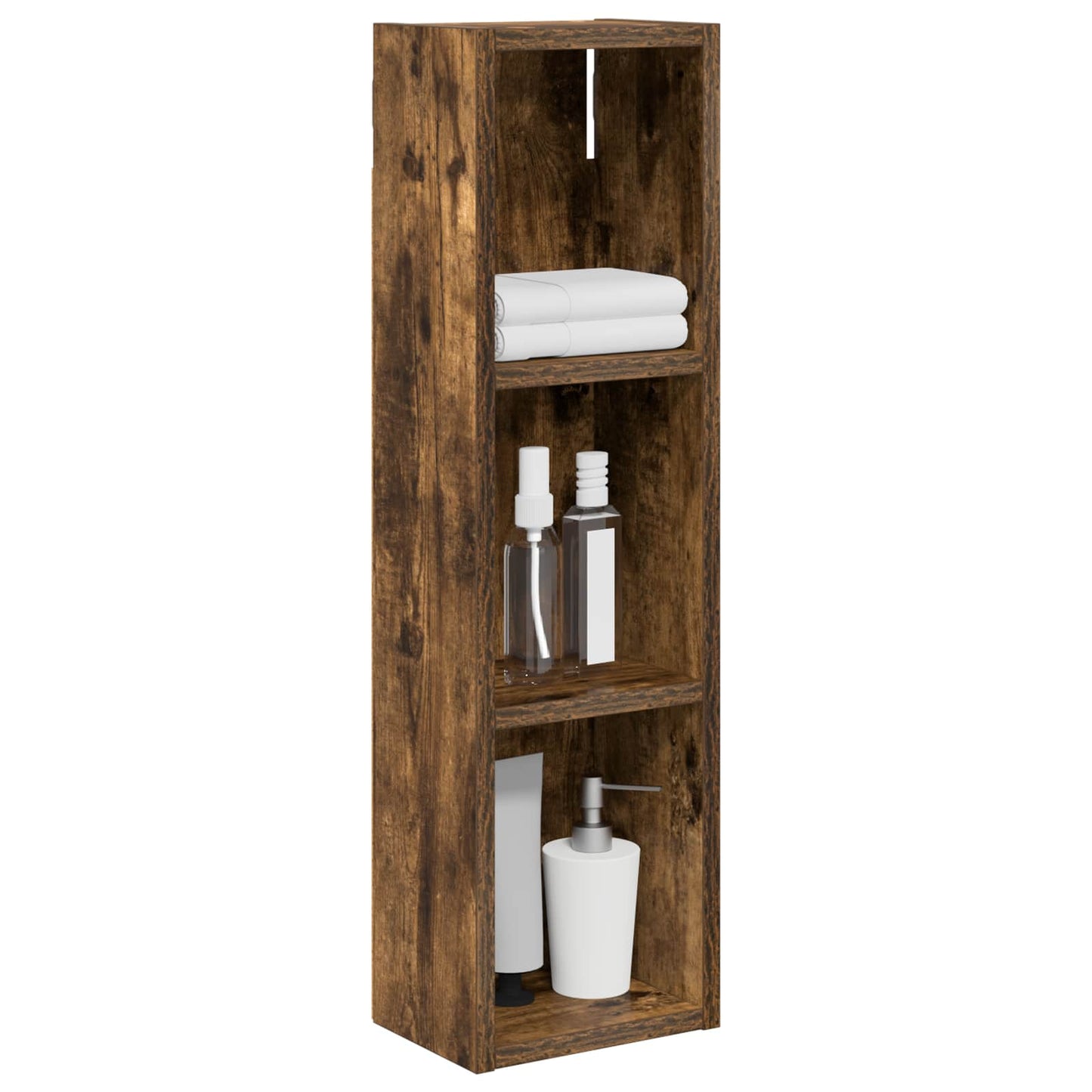 Bathroom Wall Cabinet Smoked Oak 20 x 14 x 70 cm