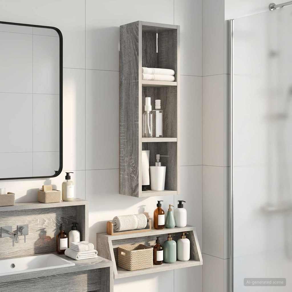 Bathroom Wall Cabinet with Shelf Grey Sonoma 20 x 14 x 70 cm