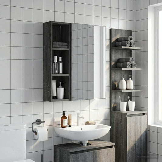 Bathroom Wall Cabinet Grey Sonoma 20 x 14 x 70 cm