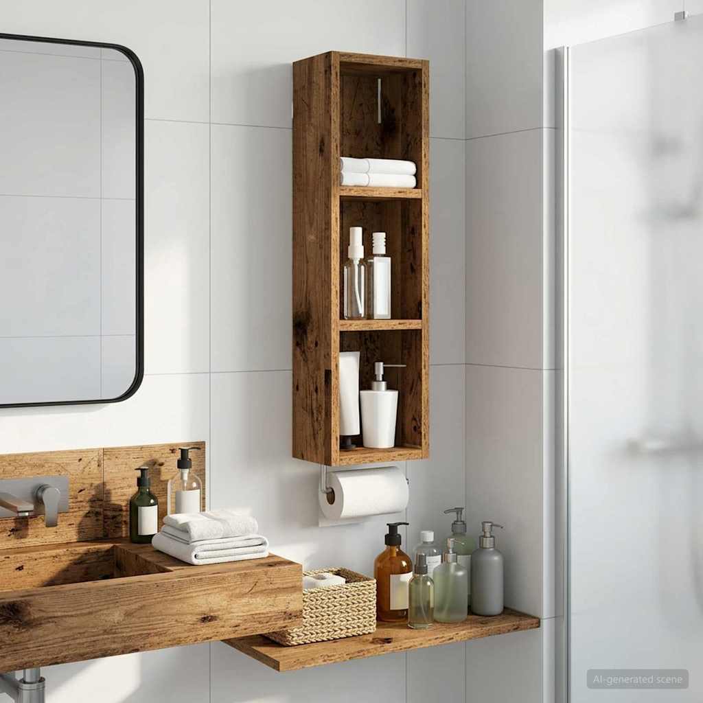 Bathroom Wall Cabinet Old Wood 20 x 14 x 70 cm Engineered wood