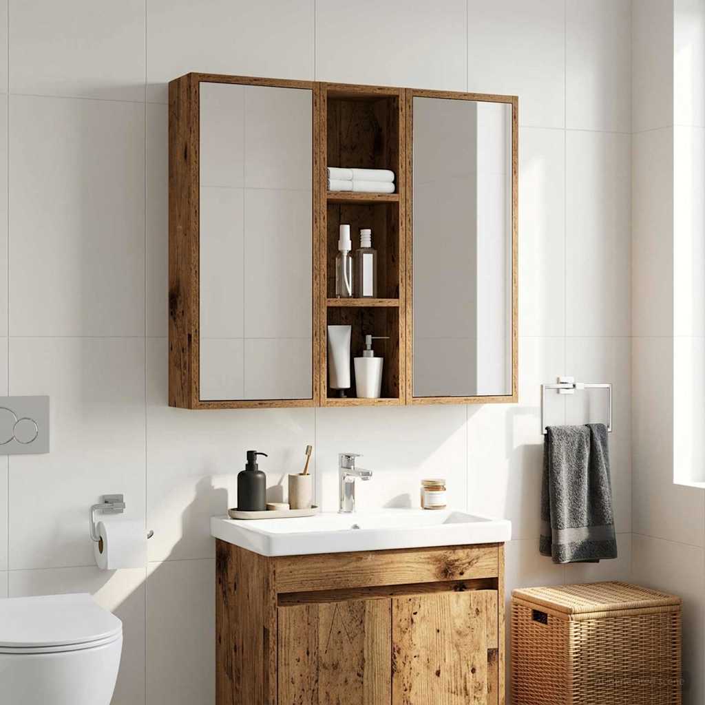 Bathroom Wall Cabinet Old Wood 20 x 14 x 70 cm Engineered wood